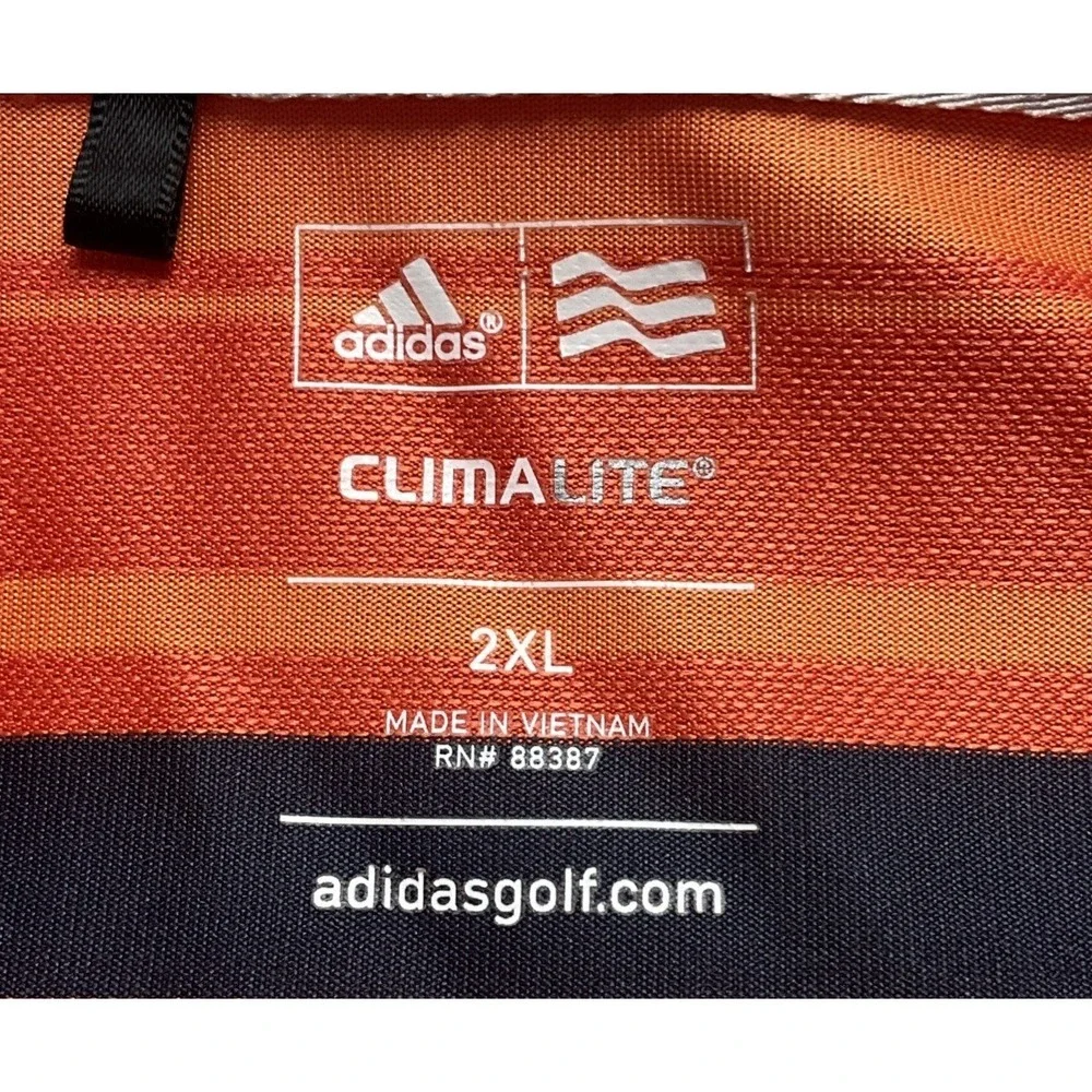 Adidas Climalite Mens Orange Stripped Short Sleeve Polo Shirt Size 2XL